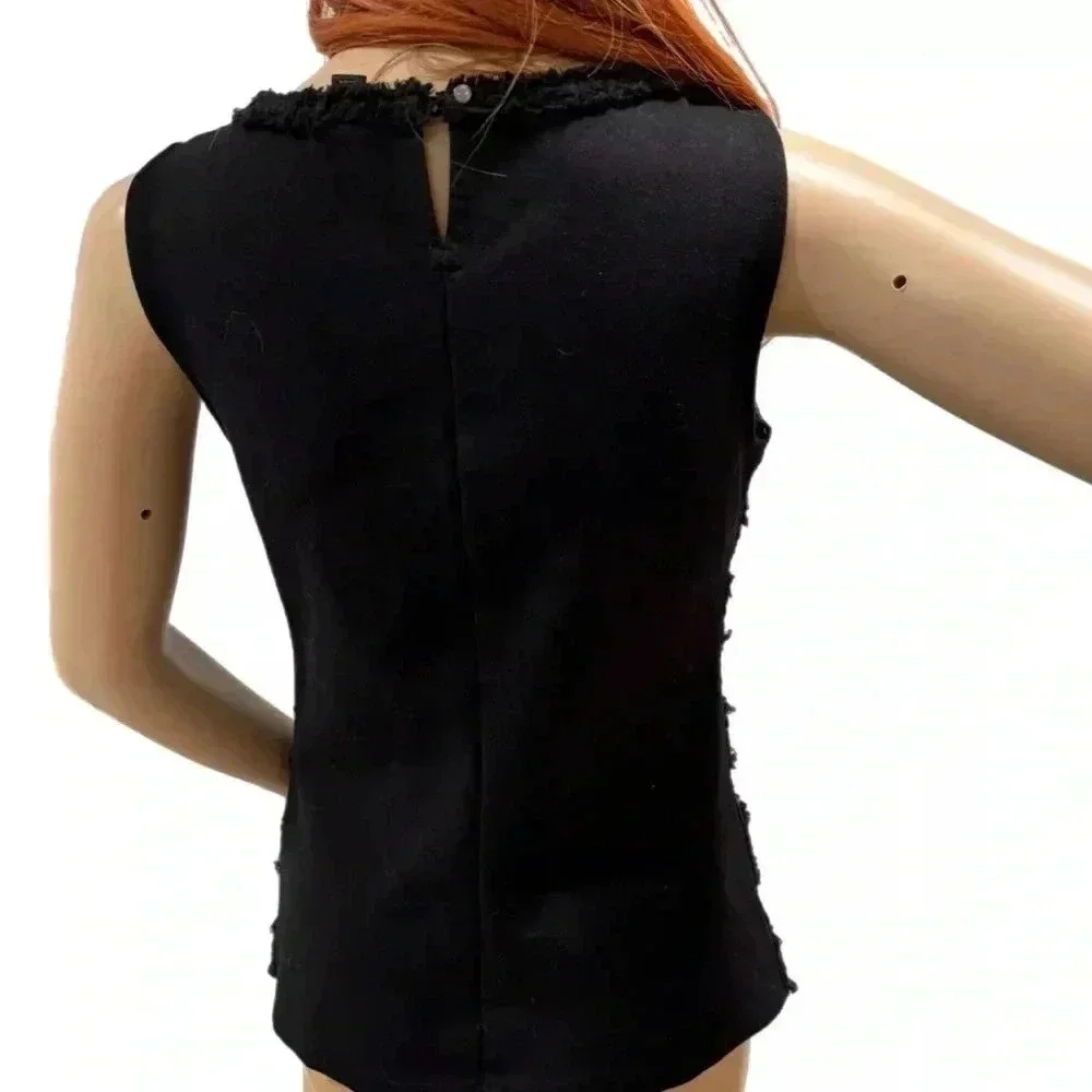 J. CREW Womens Textured Lace Overlay Top Size XS Black Sleeveless Blouse Shirt